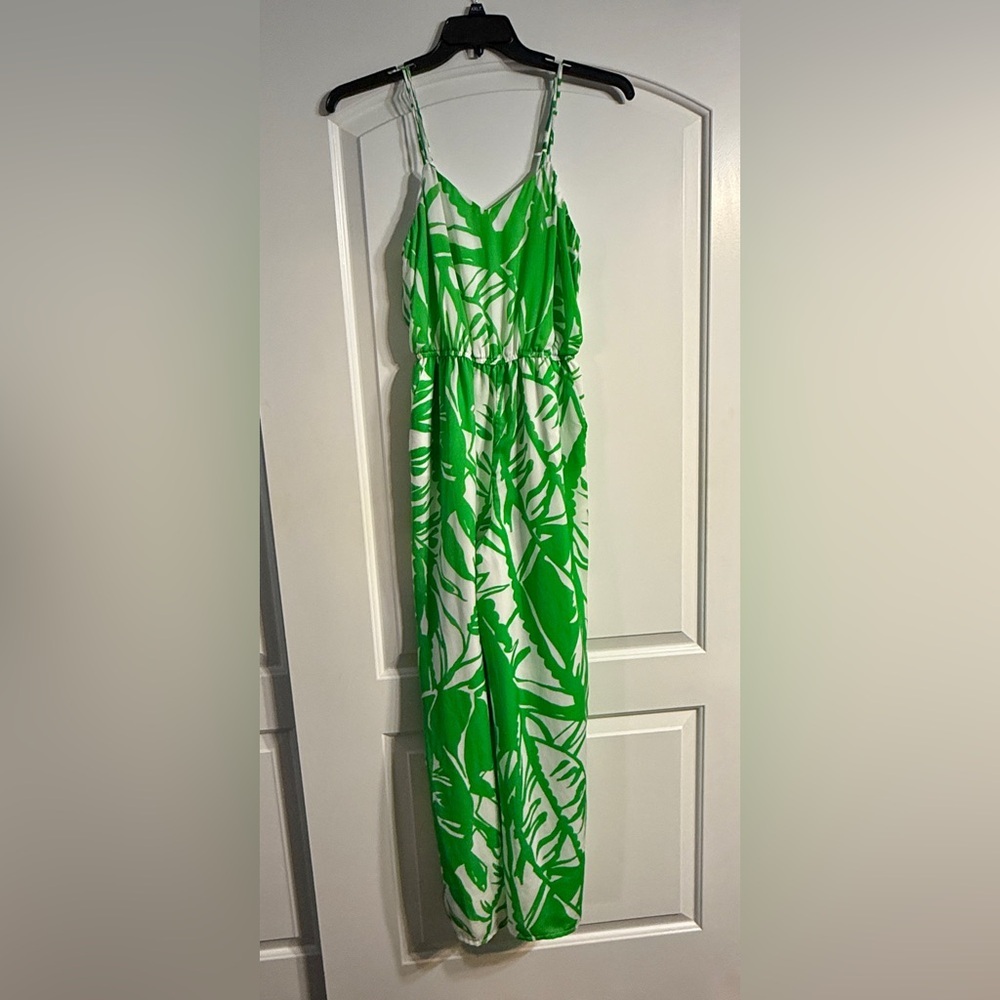 Lilly‎ Pulitzer Green and White Tropical Jumpsuit - Small